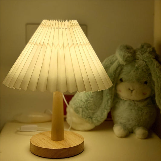 Vintage Pleated Lamp Dimmable Korean Table Light - Hearth & Lume