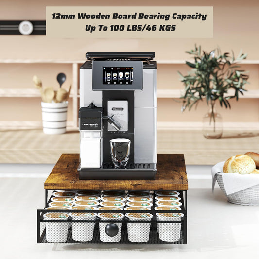 K-cup Storage Rack, Coffee Capsule Holder, Cabinet Lower Capsule Holder With Sliding Drawers, Can Accommodate Up To 35 K-cup Coffee Capsules Without Assembly, Plain Brown Color