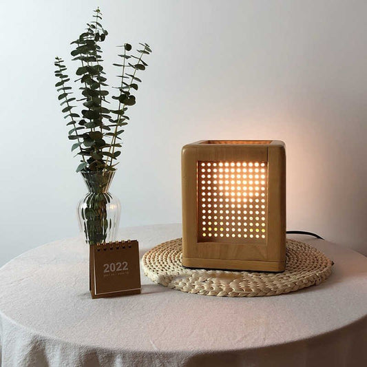 Solid Wood Bedroom Bedside Lamp Vintage Log Storm Lantern - Hearth & Lume