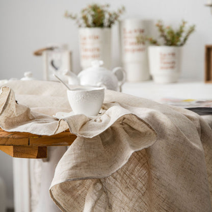Ruffled Polyester Linen Plain Round Table Tablecloth - Hearth & Lume