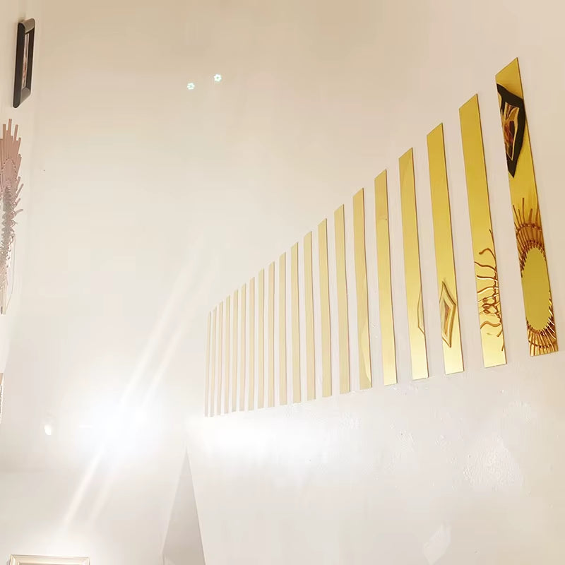 10Pcs Mirror Strips 3D Wall Stickers for Living Room Self Adhesive Acrylic Wall Stickers Room Decoration Waist Line Home Decor
