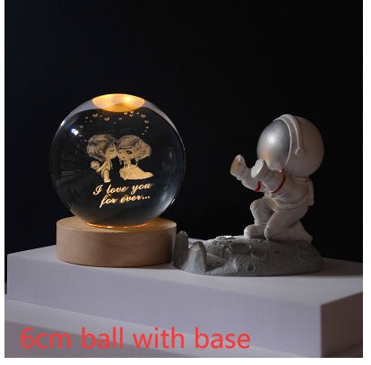 3D Crystal Ball Night Light Solar System Cosmic Theme LED Decoration Light - Hearth & Lume