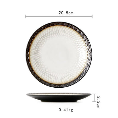 Ceramic Plate Flat Plate Creative Dish Plate Japanese Vintage Tableware - Hearth & Lume