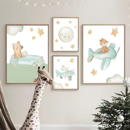 Children's Room Wall Decor Art Canvas Painting Scandinavian Poster - Hearth & Lume