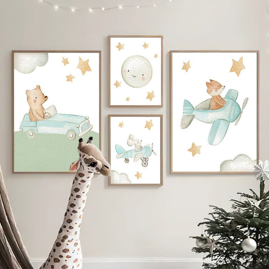Children's Room Wall Decor Art Canvas Painting Scandinavian Poster - Hearth & Lume