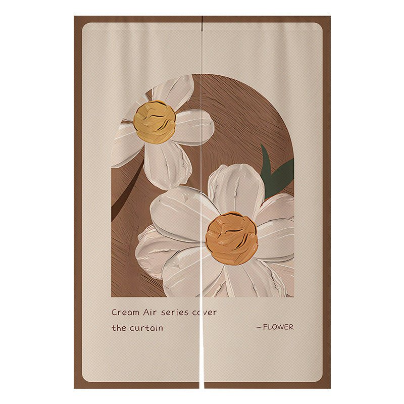 Cream Flowers Simple Door Curtain Bathroom Windshield - Hearth & Lume