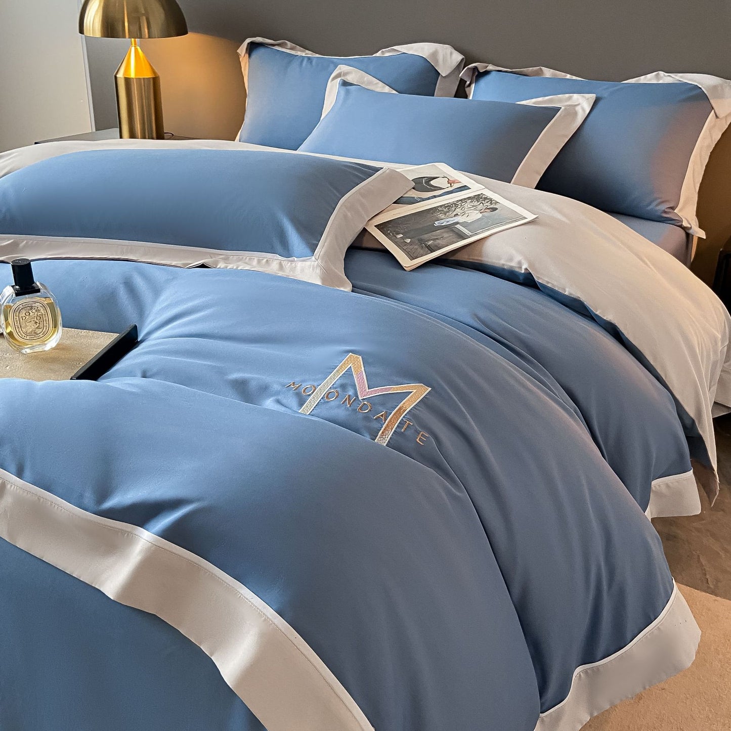Light Luxury Brushed Four - piece Set Advanced Embroidery Cotton - Hearth & Lume