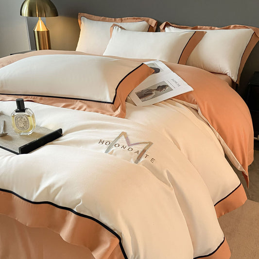 Light Luxury Brushed Four - piece Set Advanced Embroidery Cotton - Hearth & Lume