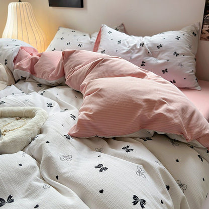Chemical Fiber Washed Brushed Three - piece Bedding Set - Hearth & Lume