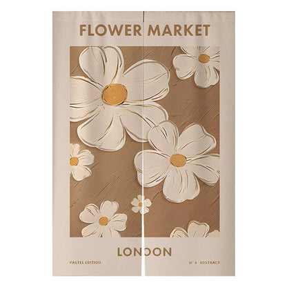 Cream Flowers Simple Door Curtain Bathroom Windshield - Hearth & Lume