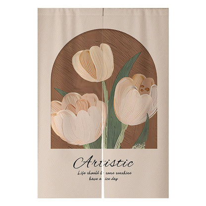 Cream Flowers Simple Door Curtain Bathroom Windshield - Hearth & Lume