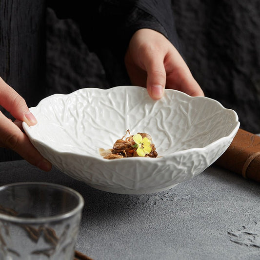Ceramic Cabbage Noodle Bowl Soup Bowl Household High - grade Irregular - Hearth & Lume
