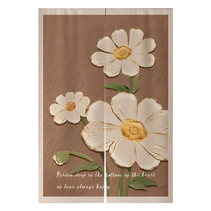 Cream Flowers Simple Door Curtain Bathroom Windshield - Hearth & Lume