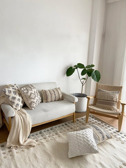 Handwoven Throw Pillow Cover With Tassel Beige Retro - Hearth & Lume