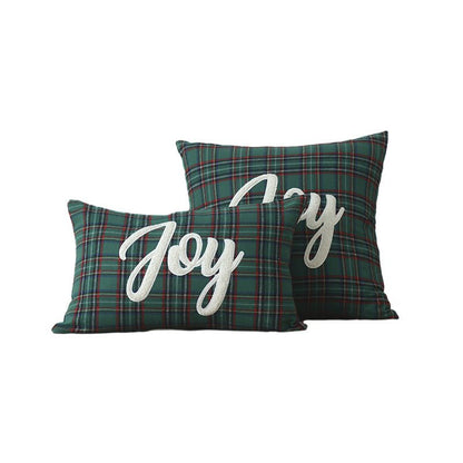 Polyester - cotton Canvas Christmas Green Plaid Pillow Cover - Hearth & Lume