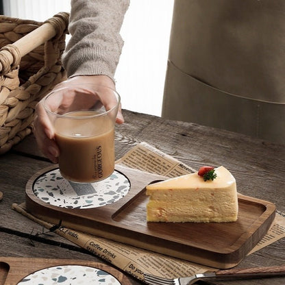 Japanese - style Solid Wood Tray Water Cup Storage Plate Vintage Bread - Hearth & Lume