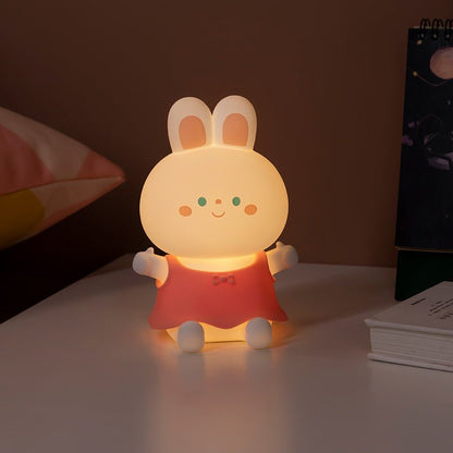 Rabbit Silicone Lamp USB Charging Dimming Timing Colorful Light - Hearth & Lume