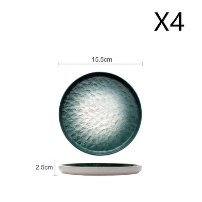 Gradient Emerald Steak Plate Stone Pattern Pasta Plate Western Plate Round Plate Restaurant Home - Hearth & Lume