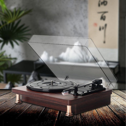 Vinyl Record Player Retro Mahogany Texture Phonograph - Hearth & Lume
