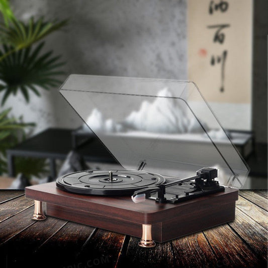 Vinyl Record Player Retro Mahogany Texture Phonograph - Hearth & Lume