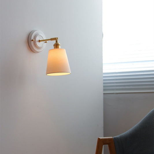 Ceramic Nordic Bedroom Bedside Full Copper Wall Lamp - Hearth & Lume