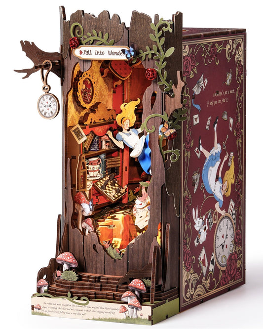 ROBOTIME DIY Book Nook Kit - 3D Miniature House Diorama With LED Light - Hearth & Lume