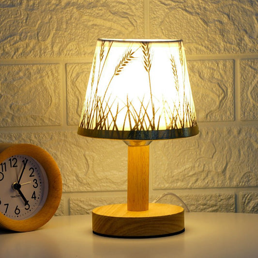 Creative Solid Wood Fabric Usb Bedroom Bedside Lamp - Hearth & Lume