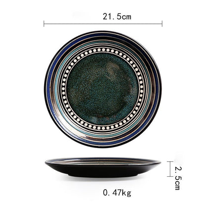 Ceramic Plate Flat Plate Creative Dish Plate Japanese Vintage Tableware - Hearth & Lume