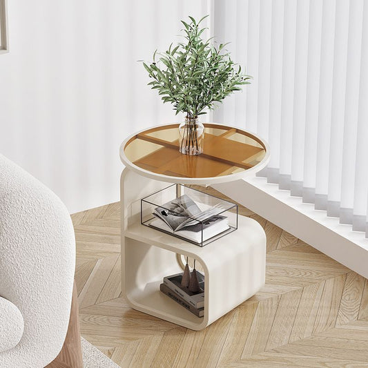 Simple Modern Round Tempered Glass Sofa Side Table - Hearth & Lume