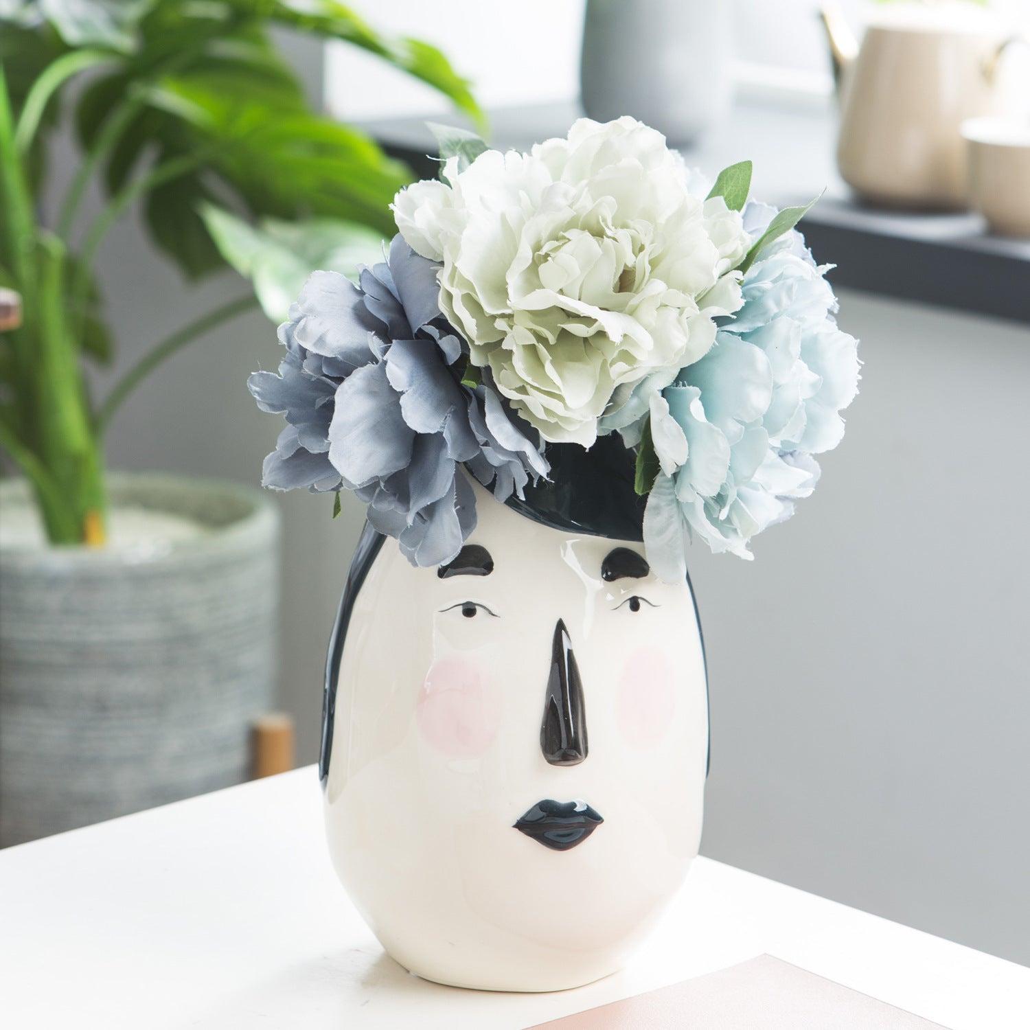 Ceramic Art Face Vase Living Room - Hearth & Lume