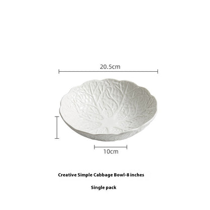 Ceramic Cabbage Noodle Bowl Soup Bowl Household High - grade Irregular - Hearth & Lume