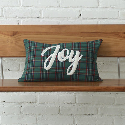 Polyester - cotton Canvas Christmas Green Plaid Pillow Cover - Hearth & Lume