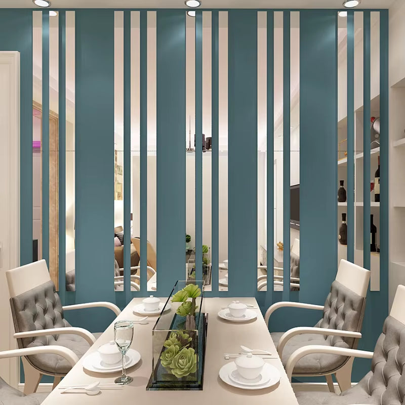 10Pcs Mirror Strips 3D Wall Stickers for Living Room Self Adhesive Acrylic Wall Stickers Room Decoration Waist Line Home Decor