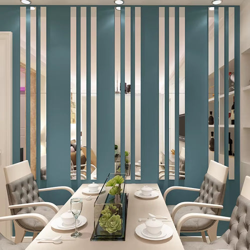 10Pcs Mirror Strips 3D Wall Stickers for Living Room Self Adhesive Acrylic Wall Stickers Room Decoration Waist Line Home Decor
