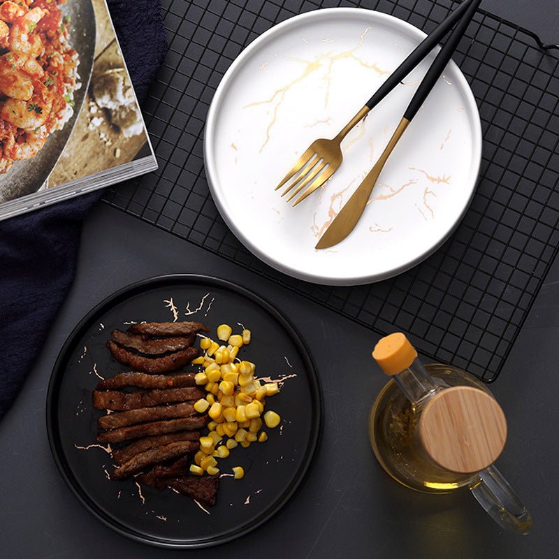 Nordic Style Marble Plate Household Ceramic Dish - Hearth & Lume