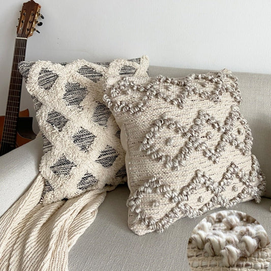 Handwoven Throw Pillow Cover With Tassel Beige Retro - Hearth & Lume