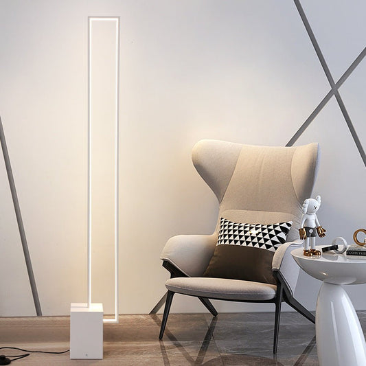 Minimalist Sand Black Floor Lamp Quadriboid Base Square Light Body - Hearth & Lume