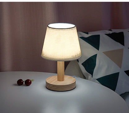 Creative Solid Wood Fabric Usb Bedroom Bedside Lamp - Hearth & Lume