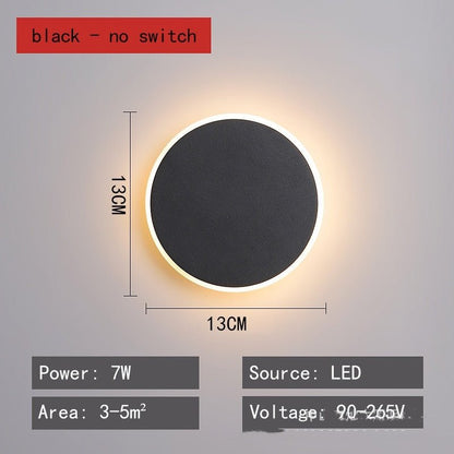 Round Led Wall Lamp Nordic Bedroom Light Bedside Lamp - Hearth & Lume