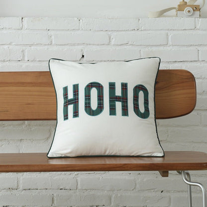 Polyester - cotton Canvas Christmas Green Plaid Pillow Cover - Hearth & Lume