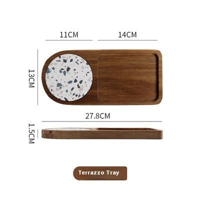 Japanese - style Solid Wood Tray Water Cup Storage Plate Vintage Bread - Hearth & Lume
