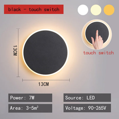 Round Led Wall Lamp Nordic Bedroom Light Bedside Lamp - Hearth & Lume