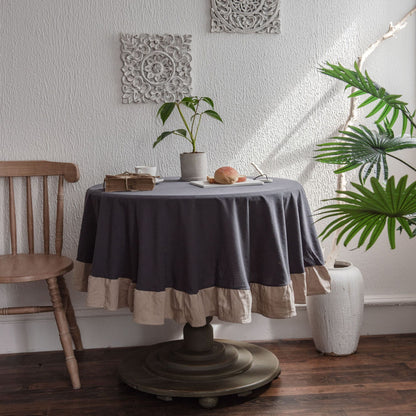 Ruffled Polyester Linen Plain Round Table Tablecloth - Hearth & Lume