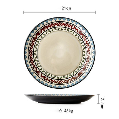 Ceramic Plate Flat Plate Creative Dish Plate Japanese Vintage Tableware - Hearth & Lume