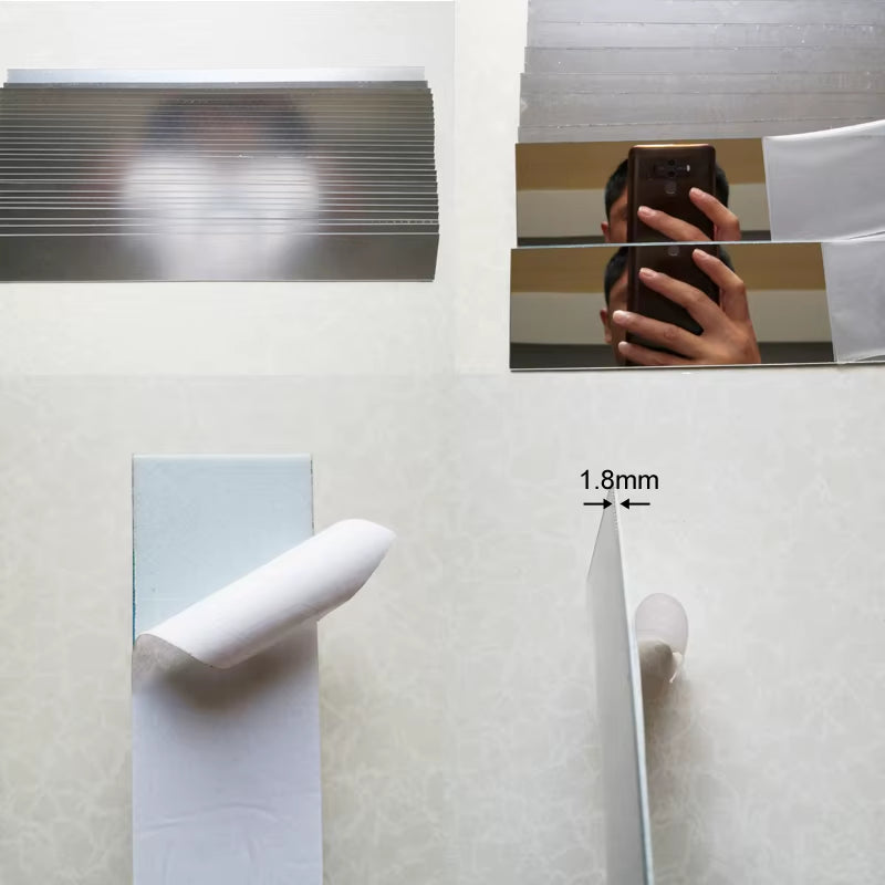 10Pcs Mirror Strips 3D Wall Stickers for Living Room Self Adhesive Acrylic Wall Stickers Room Decoration Waist Line Home Decor