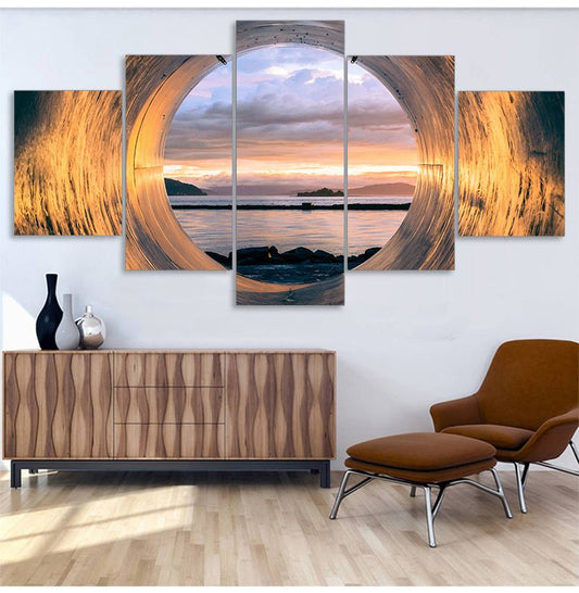 Poster Art Painting Home Decor Sunset Tube Seascape Frame Living Room Canvas - Hearth & Lume