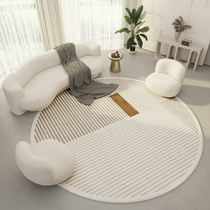 Round Living Room Carpet Ring Velvet Modern Simple Cream Color Porch Bedroom - Hearth & Lume