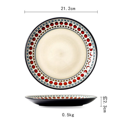 Ceramic Plate Flat Plate Creative Dish Plate Japanese Vintage Tableware - Hearth & Lume