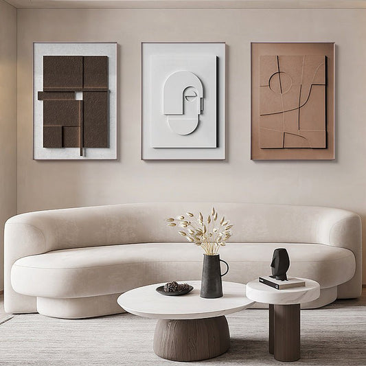 Three - dimensional Abstract Silent Style Geometric Morandi Hanging Painting - Hearth & Lume