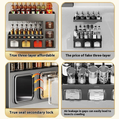 Q3Y Jiabangshou Kitchen Storage Rack Seasoning Box Multi - functional Bottle & Can Home Combination Set Wall Hanging Storage - Hearth & Lume